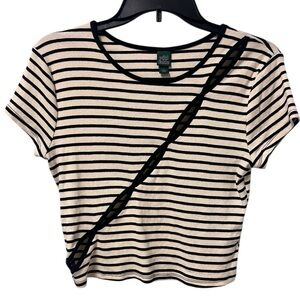 Wild Fable Black and White Striped Crop Top